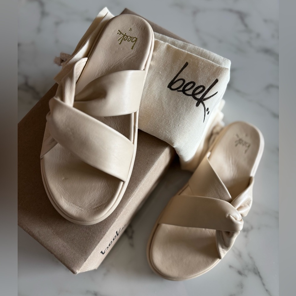 beek Knotted Slide Sandals in Cream
